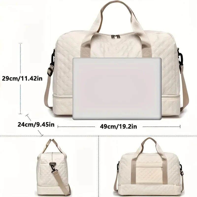 🍒Luxury duffel bag for women large capacity handbag shoulder & crossbody tote bag with compartments dry wet separation dual side pockets for travel gym etc.   Step Up To Quality In Your Gym Bag Tote