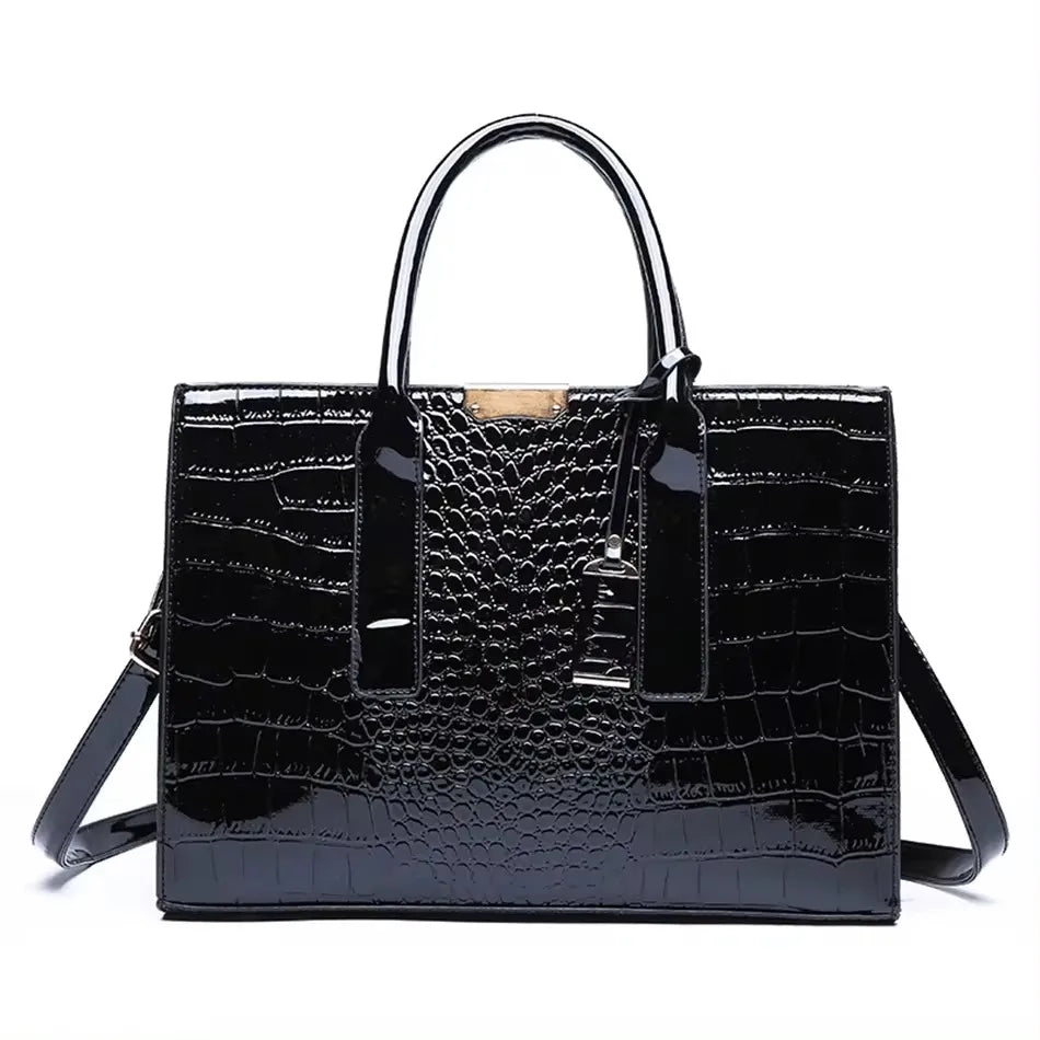 🍒 Crocodile embossed bag crossbody for women female shoulder bag messenger bag grab bag tote bag luxury designer handbags 3 layers Handle A Snap Crocodile