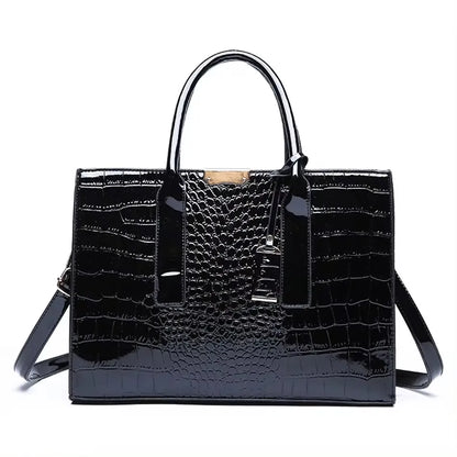 🍒 Crocodile embossed bag crossbody for women female shoulder bag messenger bag grab bag tote bag luxury designer handbags 3 layers Handle A Snap Crocodile