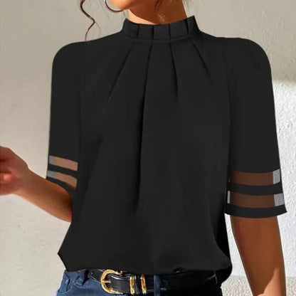 🍒Cold shoulder black top short sleeve design office wear women Ladie blousese summer casual wear feminine shirt Choose Chic