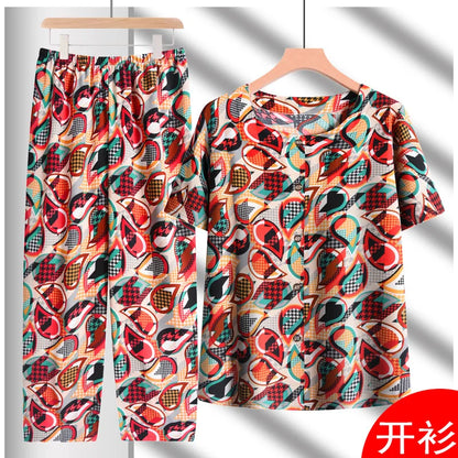 🍒Pants and t-shirt pyjamas set cotton short pants and t-shirt loungewear top and trousers home wear clothing Sleepwear for women 2 piece sleep set TOP up your PANTS and TEE and you will be SET