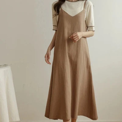 🍒Elegant Loose dresses for women sleeveless fashion clothes  for summer outfits with spaghetti straps cotton rich clothing Cash Ceeper Casuals