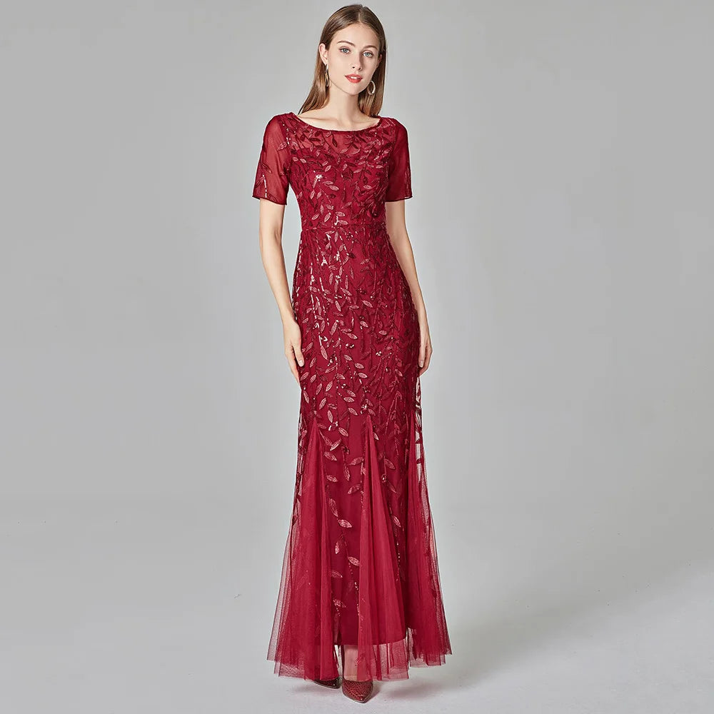 🍒Sequin maxi cocktail dress long bridesmaid prom outfit for special occasion party club bodycon vintage style clothing You'll Fish This Mermaid Out Time &Time