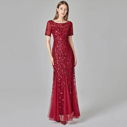 🍒Sequin maxi cocktail dress long bridesmaid prom outfit for special occasion party club bodycon vintage style clothing You'll Fish This Mermaid Out Time &Time
