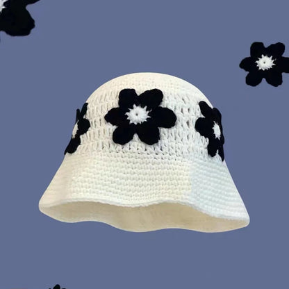 🍒Autumn crochet hat handmade bucket hat knitted Y2k flower fashion autumn winter colourful hats Get A Bellfower Flower. Flower