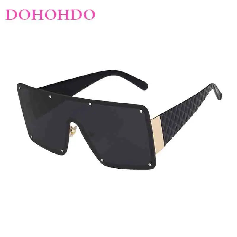 🍒Large frame sunglasses unisex womens rimless one-piece wide-rimmed sunglasses fashion eyeglasses UV400 protection See Through Fun Sunnies