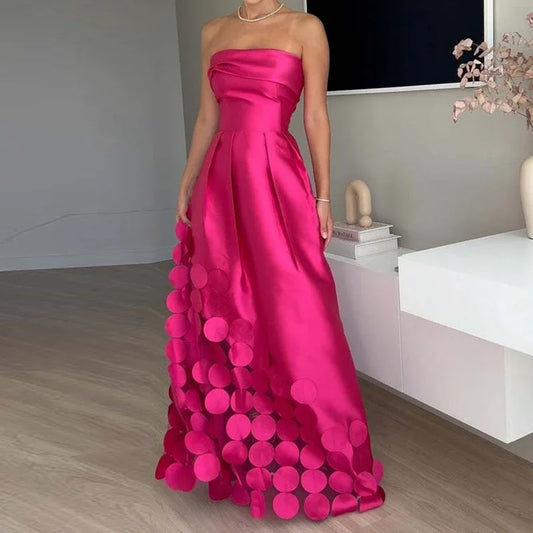 🍒Strapless satin dress hollow out party dress backless design women's occasion wear summer chic fashion banquet evening dresses DIsc-over