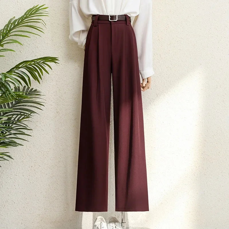 🍒Winter suit pants for Women office elegant high waist trousers wide leg high waist with Pockets smart casual clothing Widely Cool