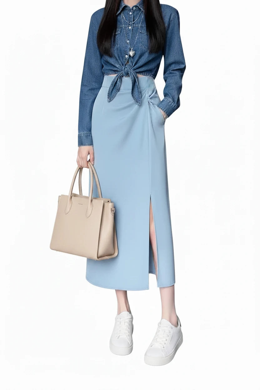 🍒Skirts for women solid high waist skirt outfit one piece fashion streetwear split bodycon  Y2k occasion midaxi fashion party wear Gather Style In A Split Second