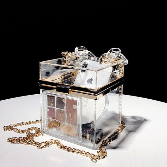 🍒Clutch box purse for women elegant acrylic handbag bridal party shoulder bag crossbody bucket bags trendy bags transparent bag