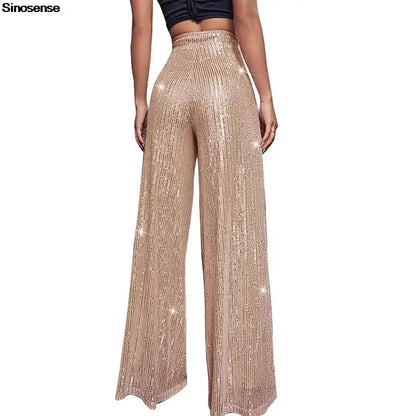 🍒High waist sequin flare pants sparkle loose casual wide leg trousers bell bottom trousers glitter clubwear party wear  Alls Flare In Glitz And Glam