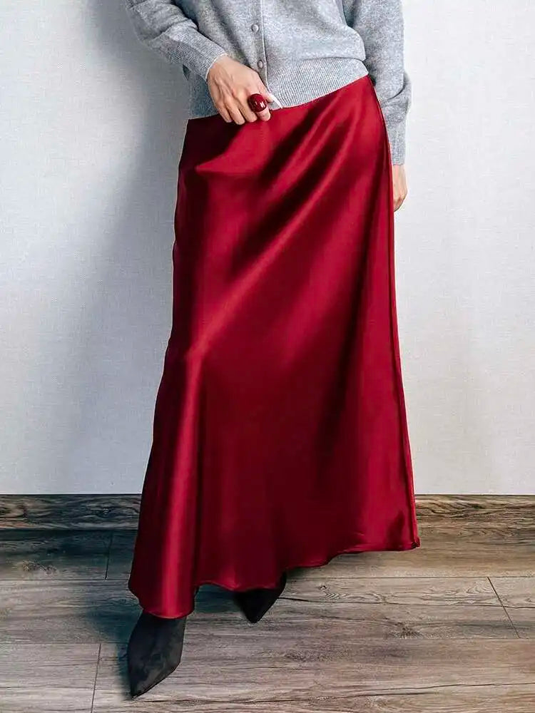 🍒Long satin skirts maxi for women straight elegant silky skirts long elasticated waist Put This Jewel In The Crown Of Your Wardrobe