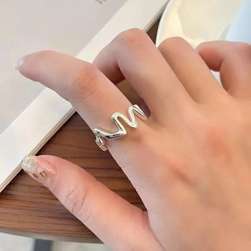 🍒925 Sterling silver rings for women geometric fine jewellery finger adjustable rings Interware cubic zirconia accessorize trendy jewellery for women birthday gifts