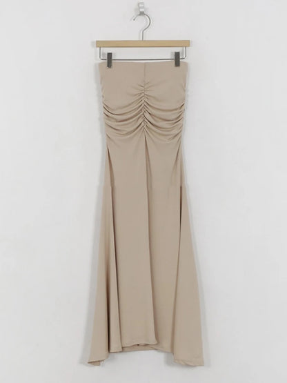 🍒Satin skirt for women high waist a- line elegant summer outfiit  occasion maxi fashion Feel Sure in Your Shirring