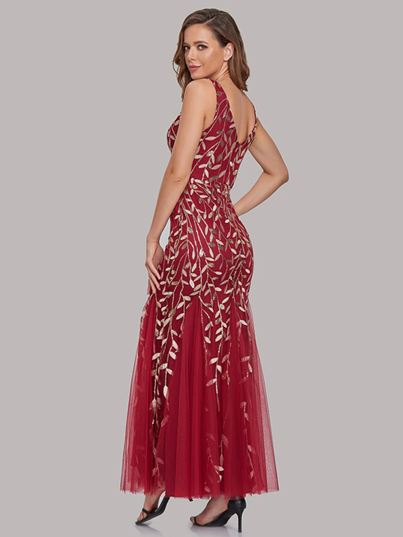 🍒Sequin maxi cocktail dress long bridesmaid prom outfit for special occasion party club bodycon vintage style clothing You'll Fish This Mermaid Out Time &Time