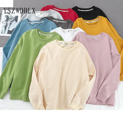 🍒Cotton sweatshirt for women long sleeve knitted pullover loose streetwear fashion quality essential clothing for women casual wear Ease- ssential