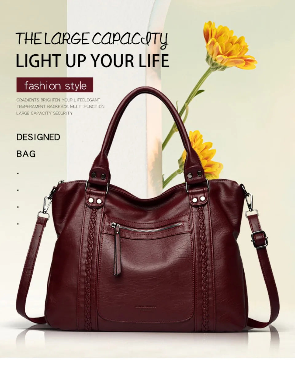 🍒Soft faux leather shoulder crossbody bags for women hot luxury handbag Designer casual tote office work bag Clever Faux Leather