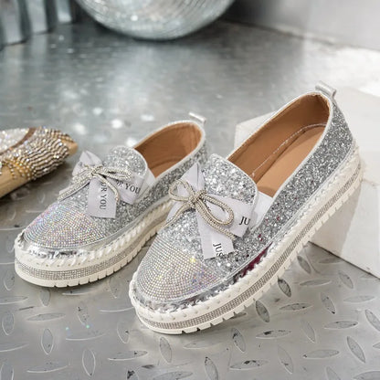🍒Women smart casual loafer thick-Soled loafers comfortable outdoor non-slip flat shoes shiny occasion fashion slip-on Glitzy Gliders