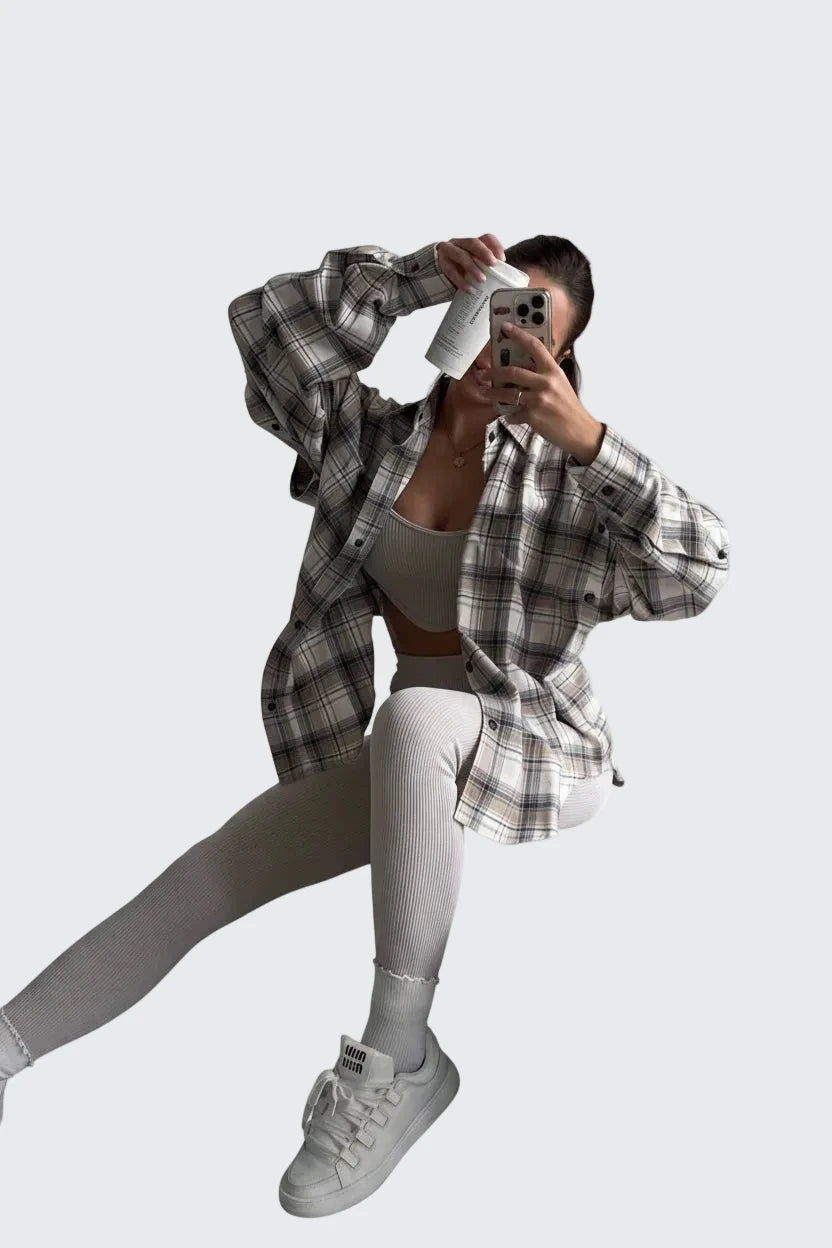 🍒Women's spring shirt Jacket checkered short-sleeved pocket retro luxurious chic trendy minimalist fashion check blouse designer comfy style clothing Dont Be Stale Mate Get This Checkers