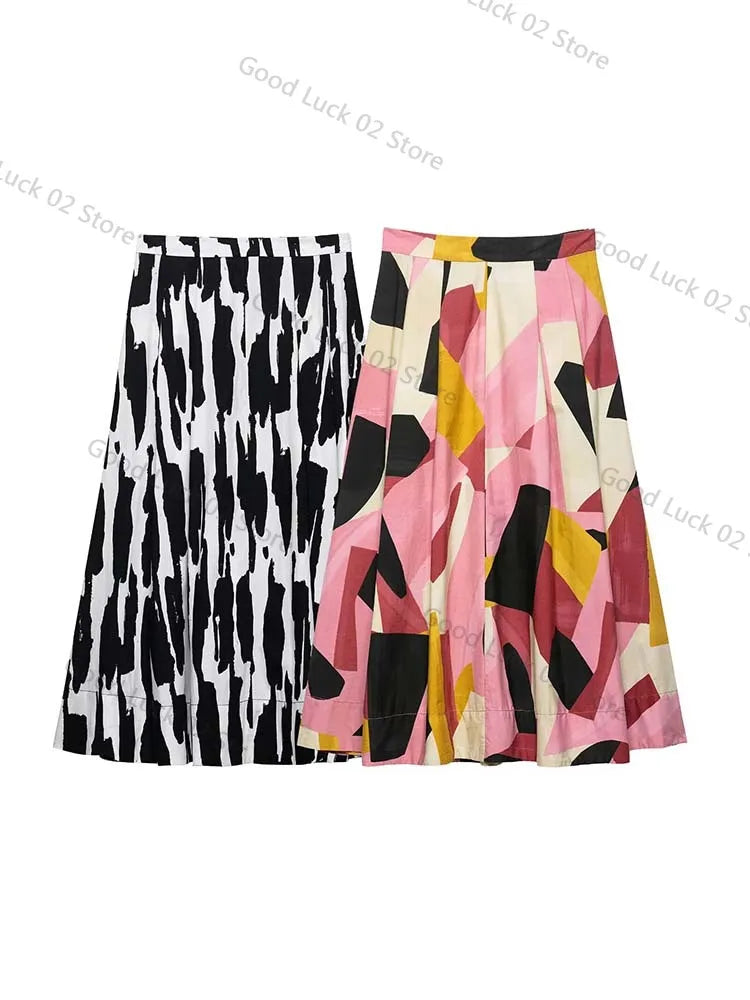 🍒Printed skirts a-line for women side zipper vintage clothing style female fashion wear elegant  smart casual clothing women party occasion wear You'll Get Multi A-pproval Wearing This