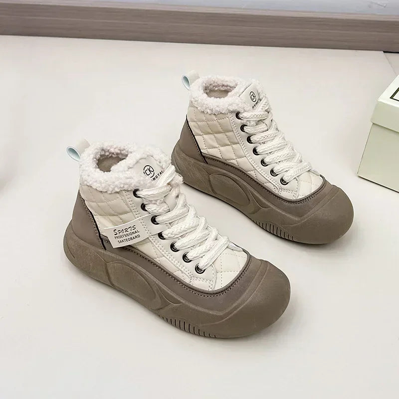 🍒Plush boots thickened sole snow boots comfortable wear-resistant warm thick-soled shoes for ladies trendy lace up shoes casual walking footwear for women Buy Into Bootie Beauties