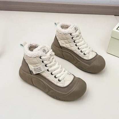 🍒Plush boots thickened sole snow boots comfortable wear-resistant warm thick-soled shoes for ladies trendy lace up shoes casual walking footwear for women Buy Into Bootie Beauties