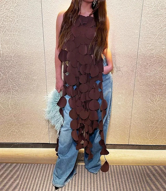 🍒Womens backless top hollow out casual halter top club wear party wear irregular clothing