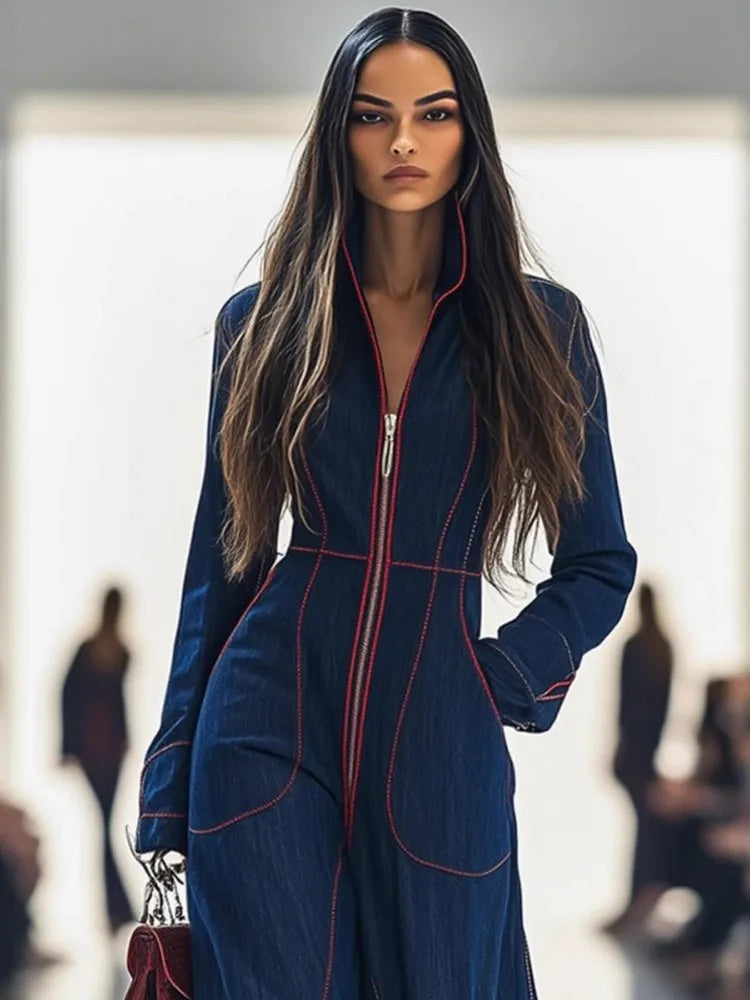 🍒womens solid colur jumpsuit denim romper jeans for women autumn winter fashion long sleeve loose outerwear garment overalls wide leg ladies pants trousers jeans wear