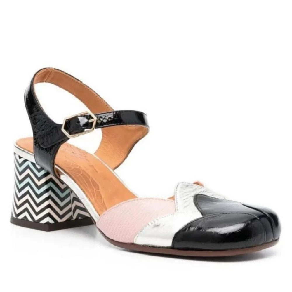 🍒Genuine leather chunky heels sandals womans pump sandals buckle ankle strap shoe open back wedding guest 33-46 shoes smart casual occasion footwear Chuck In Your Chunks