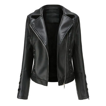 🍒Pu motorcycle jacket womens faux leather coat autumn and Winter fashion long sleeve crop outtrwear for women Get This Moto Speedy