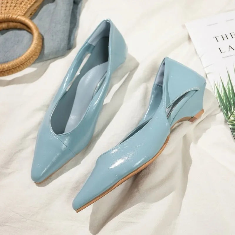 🍒Comfy shoes for women fashion footwear blue low heels elegant pointed toe pump shoes high quality kitten heels Point Your Attention To These Cuties