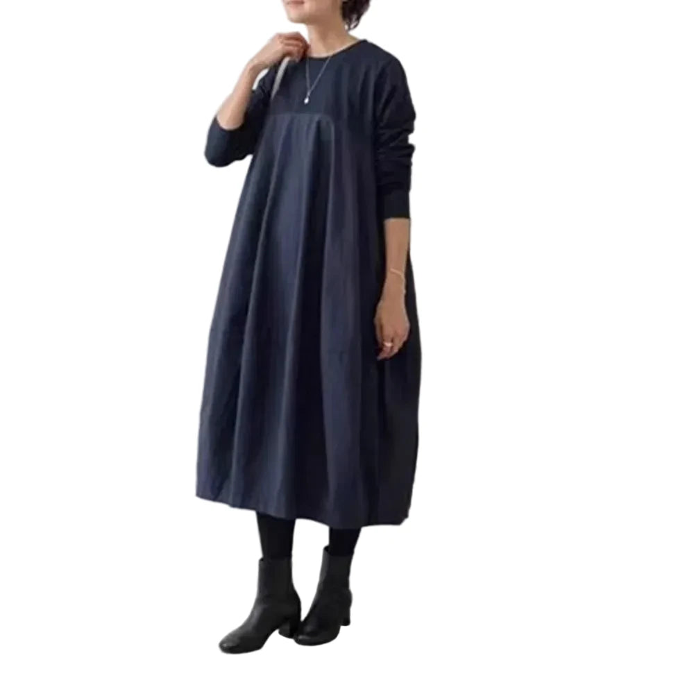 🍒Long knitted dress balloon round neck long sleeve outfits women stylish casual balloon fashion wear mixed media clothing Balloon In A Balloon