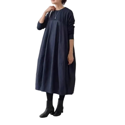 🍒Long knitted dress balloon round neck long sleeve outfits women stylish casual balloon fashion wear mixed media clothing Balloon In A Balloon