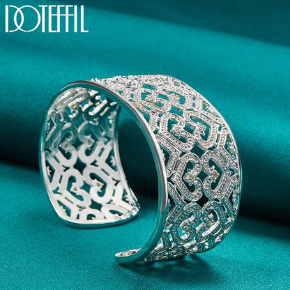 🍒925 Sterling silver bangle big 28mm heart bracelet silver woman's jewellery wedding engagement fashion party wear jewellery Wear Your Heart On Your Sleeve