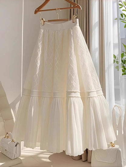 🍒Argyle skirt midi pleated solid colour casual wear for women elasticated waist skirts long all match a-line female fashion wears party occasion wear Dont Wait Till This CREAMs SC'ONE JAM it in your basket