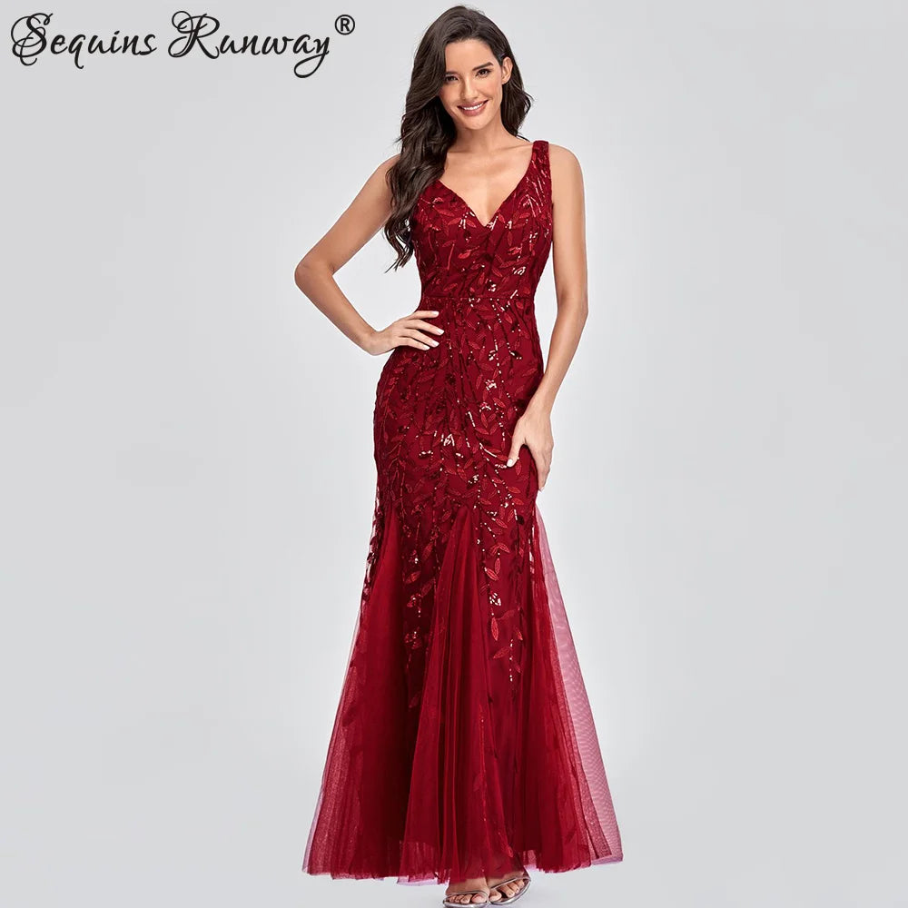 🍒Sequin maxi cocktail dress long bridesmaid prom outfit for special occasion party club bodycon vintage style clothing You'll Fish This Mermaid Out Time &Time