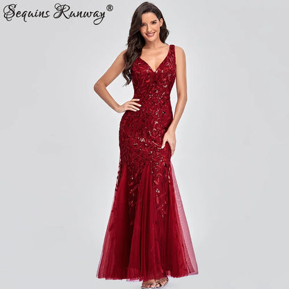 🍒Sequin maxi cocktail dress long bridesmaid prom outfit for special occasion party club bodycon vintage style clothing You'll Fish This Mermaid Out Time &Time