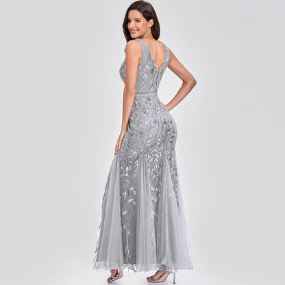 🍒Sequin maxi cocktail dress long bridesmaid prom outfit for special occasion party club bodycon vintage style clothing You'll Fish This Mermaid Out Time &Time