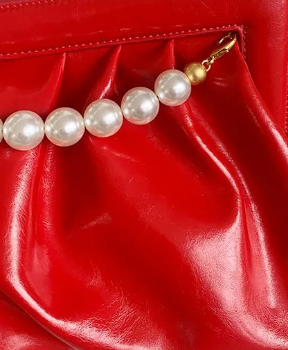 🍒Womens pleated clutch large chain design pearl handbag banquet envelope evening bag large capacity clutch for occasion smat casual accessories SHINE with a PATENT and CLUTCH your cool