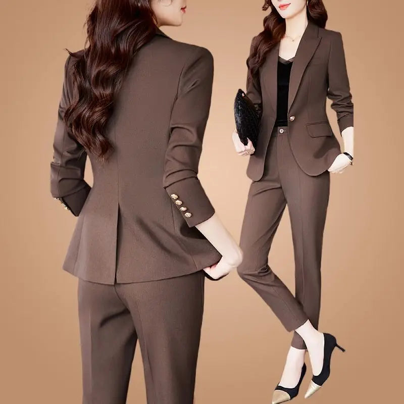 🍒Women's  professional fashion suit matching set elegant casual elegant blazers for women two piece jacket and pants set female fashion clothing Try This Choclate Selection