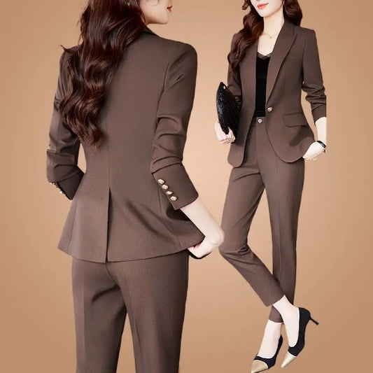 🍒Women's  professional fashion suit matching set elegant casual elegant blazers for women two piece jacket and pants set female fashion clothing Try This Choclate Selection