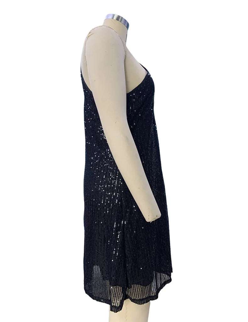 🍒Halter strapless dress sparkly women's clothes strapless sequin  mini outfit sleeveless party wear occasion wear clubbing wear Slip On A-Sensual Slippy Slip
