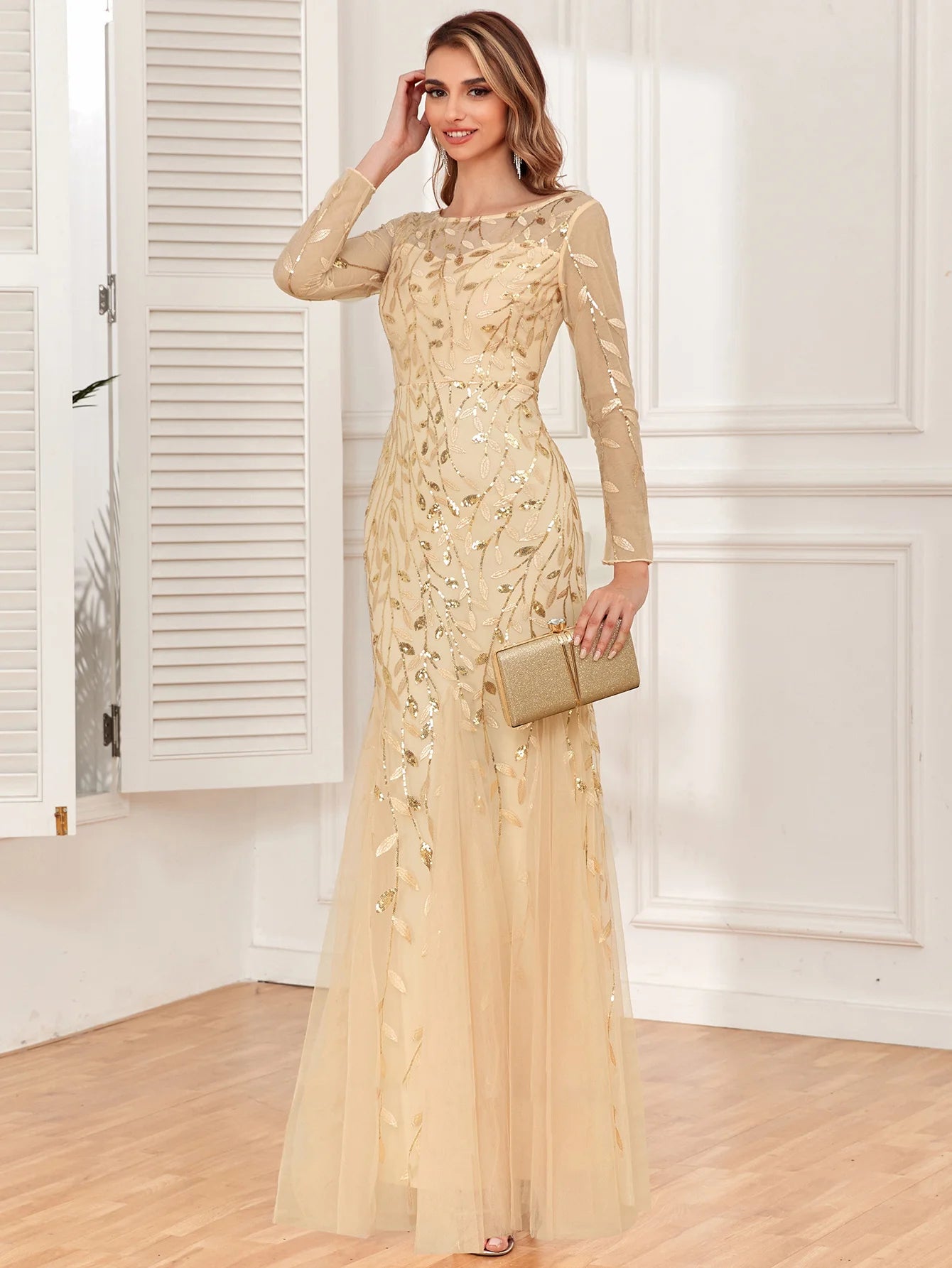 🍒Sequin maxi cocktail dress long bridesmaid prom outfit for special occasion party club bodycon vintage style clothing You'll Fish This Mermaid Out Time &Time