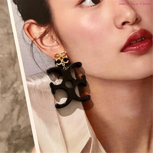 🍒Modern letter dangle drop earrings versatile for Any occasion cccessory for ttendy outfits resin jewellery black fasbion jewellery Send A Letter To Yourself
