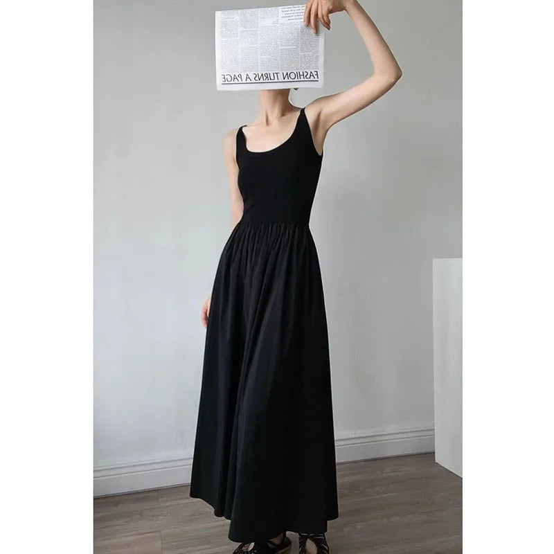 🍒Knitted vest dress long women summer wear simple all-match camisole beach dress high waisted party occasion wear maxi  outfit No Skirting Around A Cool Vest Dress To Impress