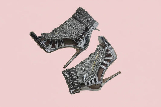🍒Rhinestones ankle boots with side zipper high heel pointed shoes for women Size 35-44 fashion occasion footwear for party Magical Metaly Movers