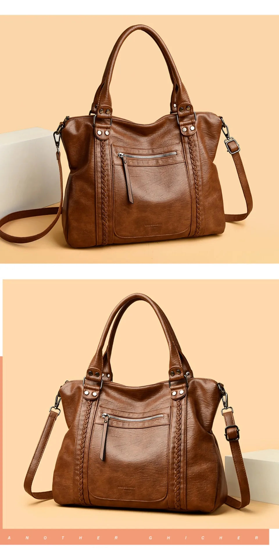🍒Soft faux leather shoulder crossbody bags for women hot luxury handbag Designer casual tote office work bag Clever Faux Leather