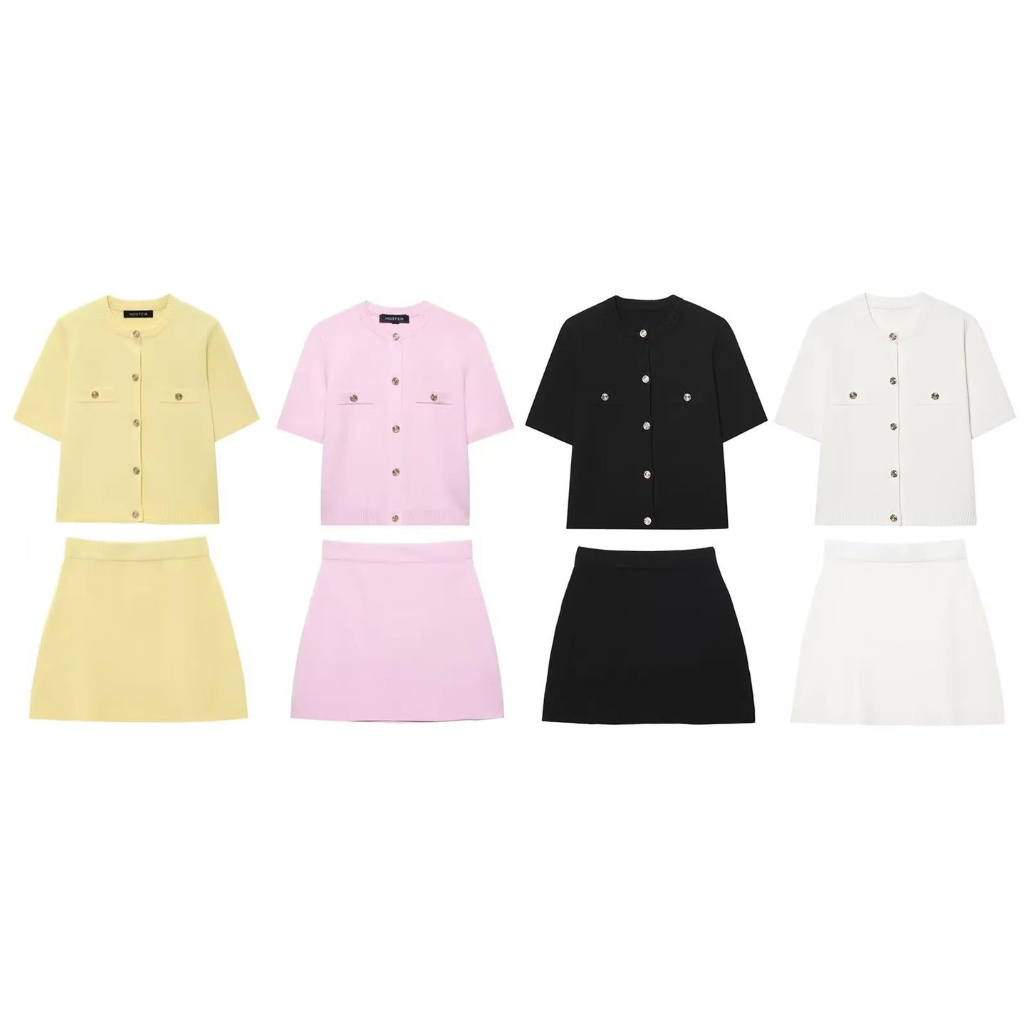 🍒Womens knit skirt set 2 Piece knitted short sleeved top and a-line mini skirt outfits casual summer sets Ice Cream You Scream Every Body Screams Ice Cream