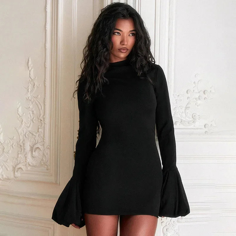 🍒Long sleeve mini dress high waisted club party a- line bodycon fashion clothing occasionwear for women Bella Bell