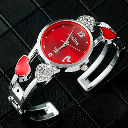 🍒Womens heart watch Design quartz fashion bangle silver classic crystal Stainless Steel colour face wristwatch smart casual jewellery   Watch This Bang For Your Buck